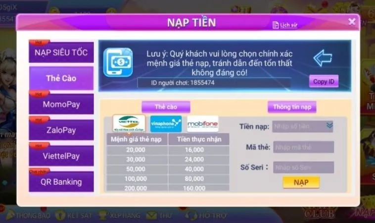 Nạp Tiền AWIN68: Siêu Tốc, An Toàn, Nhận Ngay Ưu Đãi! 2 Giao diện Nạp Tiền AWIN68
